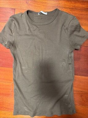 Women's Ribbed Short Sleeve Tee - Olive